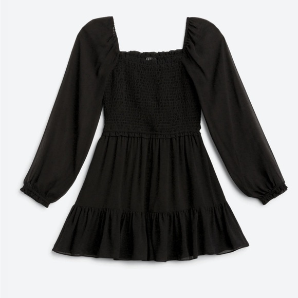 1. State Smocked Ruffle Hem Black mini dress - Picture 2 of 6